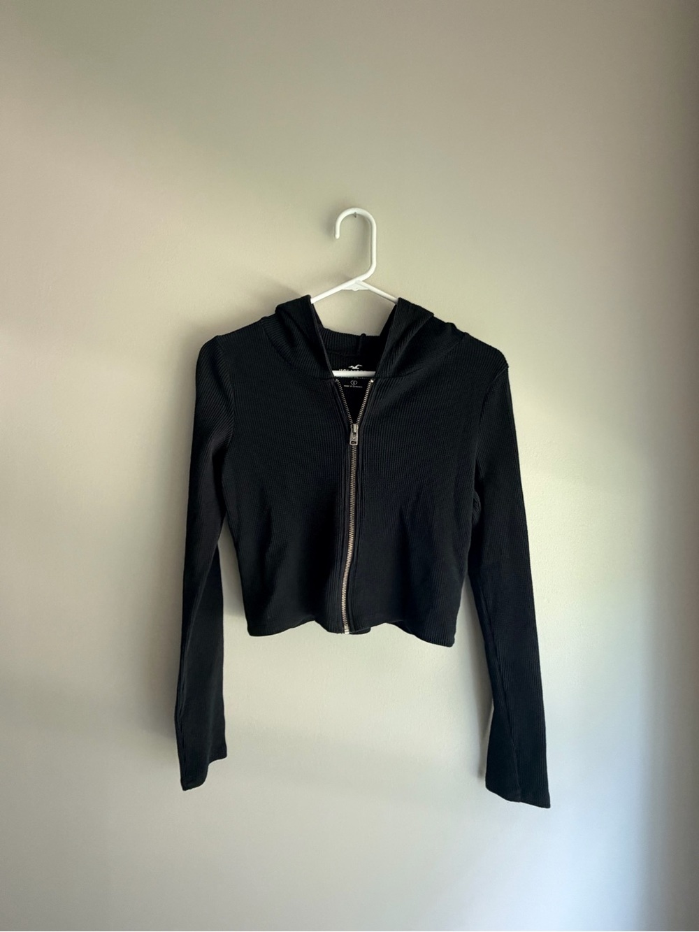 Hollister Black Waffle Zip-Up